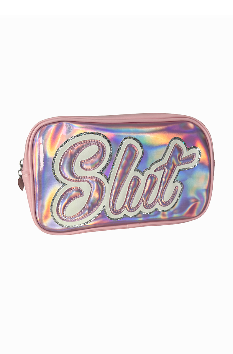 erotic gift for her pink rabbit vibrator in holographic travel case