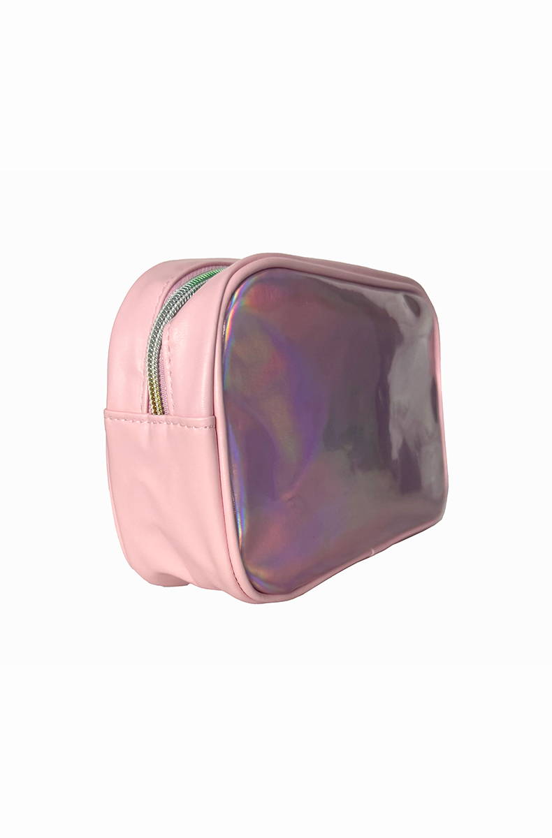 Shiny holographic PVC storage pouch with glitter Slut logo